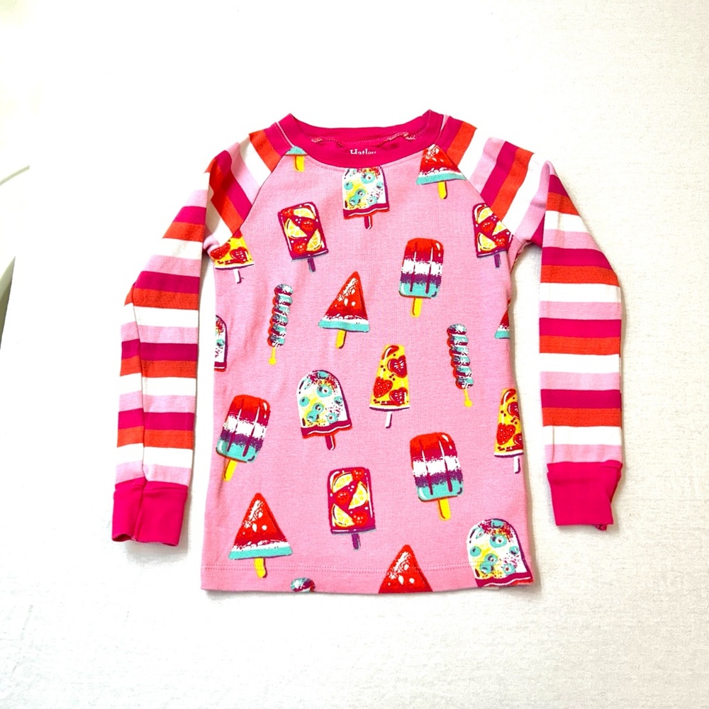 Hatley Girls Fruity Pops Organic Cotton Raglan Pajama Set, Size 7 - Picture 2 of 8